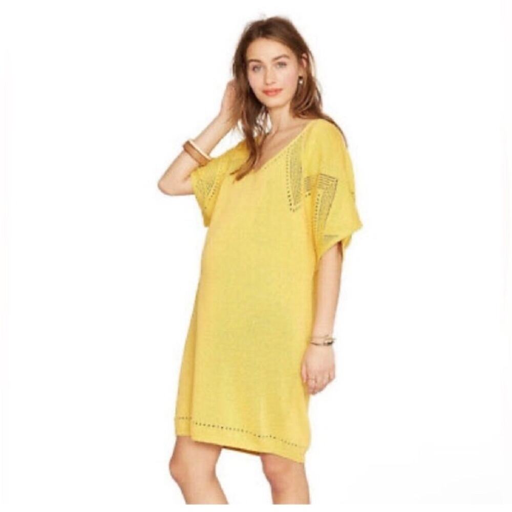 Hatch Alison gold yellow mixed knit midi sweater dress size 1 or Small